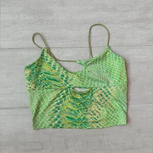 Bershka Crop Top Cut-out Green Spaghetti Strap Sexy Festival Clubwear Medium Y2K
